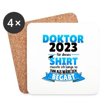Doktor 2023 Promotionshut lustige Geschenkidee - Untersetzer (4er-Set) - Weiß - Vorne