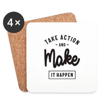 Boldly Take Action & Achieve Goals - Motivational - Coasters (set of 4) - white - Front