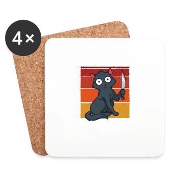 Crazy Cat Lady - Coasters (set of 4) - white - Front