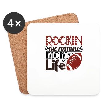Proud Football Mom - Rockin Football Mom Life - Coasters (set of 4) - white - Front