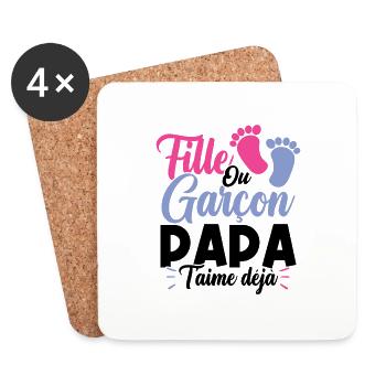 Fille ou garçon papa t aime déjà - Dessous de verre (lot de 4) - blanc - Devant