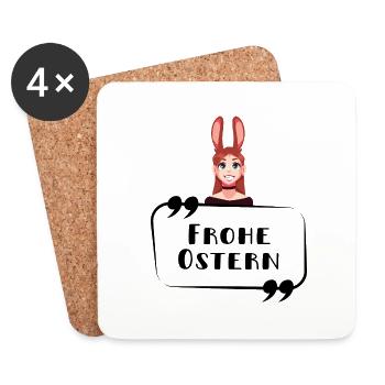ANIME GIRL Frohe Ostern - Untersetzer (4er-Set) - Weiß - Vorne