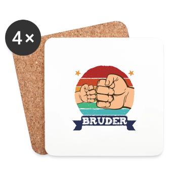 Ich werde Bruder 2025 - Untersetzer (4er-Set) - Weiß - Vorne