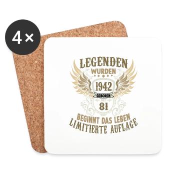 81 Jahre Herren Geburtstagsgeschenk Jahrgang 1942 - Untersetzer (4er-Set) - Weiß - Vorne