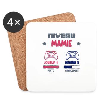 Niveau Mamie Idée Cadeau Gamer Drôle Future Mamie - Dessous de verre (lot de 4) - blanc - Devant