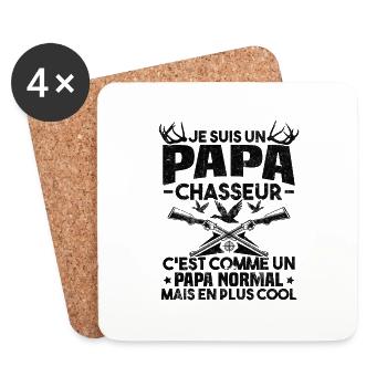 Un papa chasseur c'est comme un papa normal - Dessous de verre (lot de 4) - blanc - Devant
