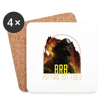 BRB Putting Out Fires Firefighter Fireman - Coasters (set of 4) - white - Front