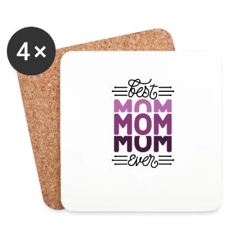 Maman Fête des Mères Minimaliste - Meilleure maman - Dessous de verre (lot de 4) - blanc - Devant