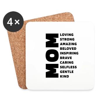 Mom description - Mother's Day Funny Gift - Coasters (set of 4) - white - Front