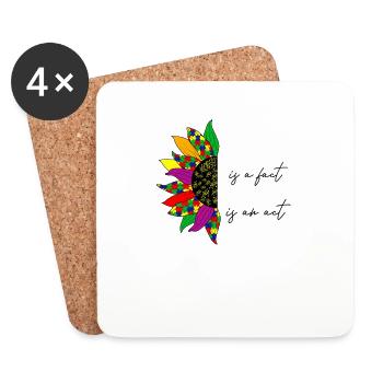 Diversity is a Fact Inclusion is an Act - Autism A - Coasters (set of 4) - white - Front