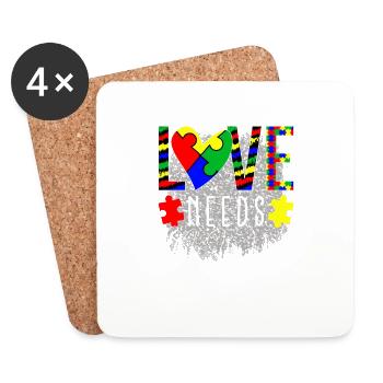 Love Needs No Words Autism Awareness - Coasters (set of 4) - white - Front