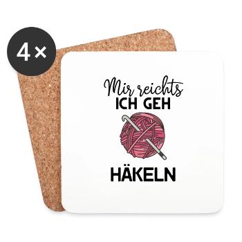 Häklerin häkeln Häklerinnen Geschenk Häkelnadel - Untersetzer (4er-Set) - Weiß - Vorne