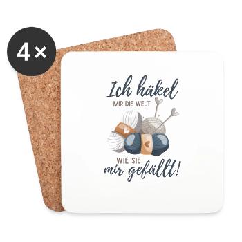 Häklerin häkeln Häklerinnen Geschenk Häkelnadel - Untersetzer (4er-Set) - Weiß - Vorne