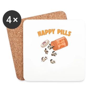 Happy Pills Ragdoll Cat Funny Kitten Lover Feline - Coasters (set of 4) - white - Front