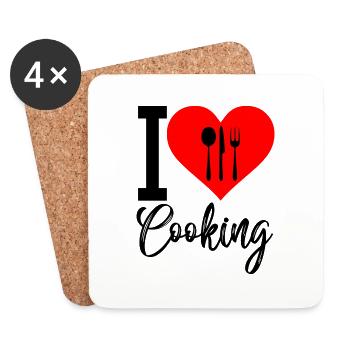 i love cooking - Coasters (set of 4) - white - Front
