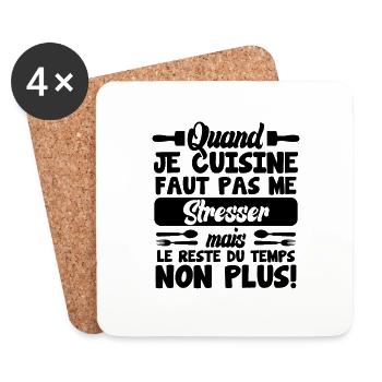 Humour, Quand je cuisine faut pas me stresser - Dessous de verre (lot de 4) - blanc - Devant