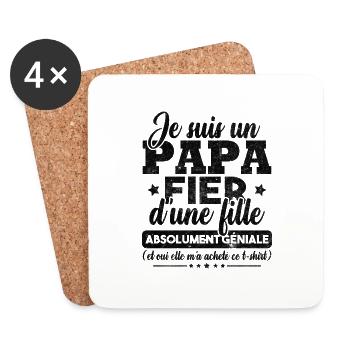 Un papa fier d'une fille absolument géniale - Dessous de verre (lot de 4) - blanc - Devant