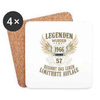 Geschenk zum 57. Geburtstag 1966 Legende Herren - Untersetzer (4er-Set) - Weiß - Vorne