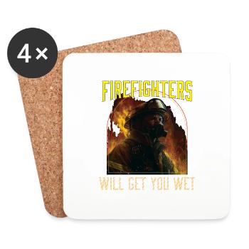 Firefighters Will Get You Wet Funny Fireman - Untersetzer (4er-Set) - Weiß - Vorne