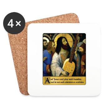 Jesus lehrt Bass spielen - Untersetzer (4er-Set) - Weiß - Vorne