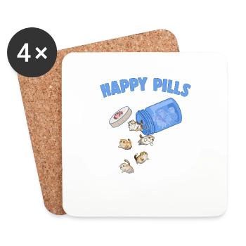 Happy Pills Scottish Fold Cat Funny Kitten Lover - Coasters (set of 4) - white - Front