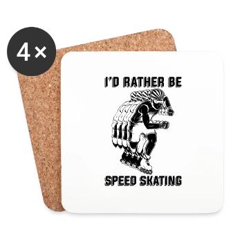 I'd Rather Be Speed Skating Skate Speed Skater - Untersetzer (4er-Set) - Weiß - Vorne