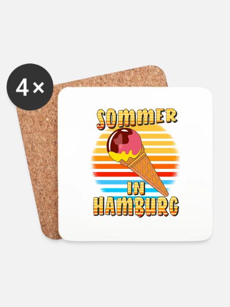 SOMMER IN HAMBURG - Untersetzer (4er-Set) - Weiß