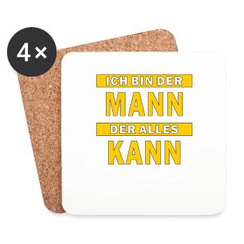 MANN DER ALLES KANN - Untersetzer (4er-Set) - Weiß - Vorne