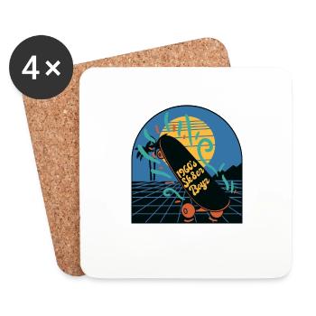 Skateboard Retro 60s Board Wheels Surf - Coasters (set of 4) - white - Front
