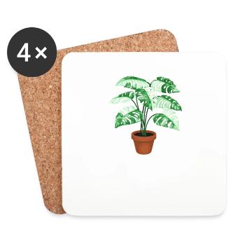 La vie est meilleure avec mon Monstera - Dessous de verre (lot de 4) - blanc - Devant