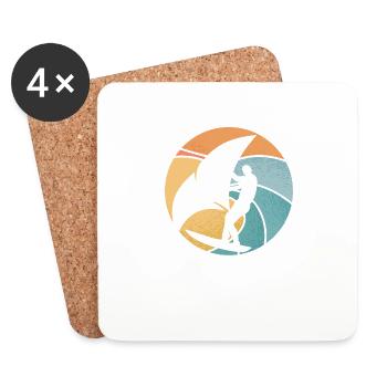 White wingsurfing on a wave - Coasters (set of 4) - white - Front