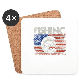 Angeln amerikanische Flagge Vintage USA Bass Fisch - Untersetzer (4er-Set) - Weiß - Vorne