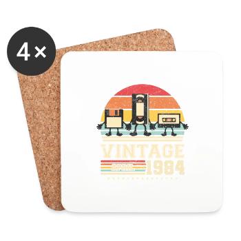 39e anniversaire Avril né en 1984 Idée cadeau - Dessous de verre (lot de 4) - blanc - Devant