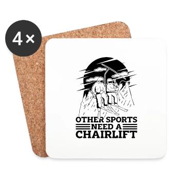 D’autres sports ont besoin d’un télésiège Hiver Neige Skieur XC - Dessous de verre (lot de 4) - blanc - Devant