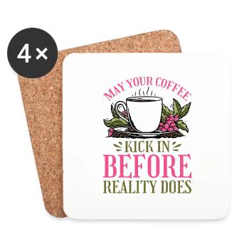 Que votre café entre en jeu avant que la réalité ne le fasse 33 - Dessous de verre (lot de 4) - blanc - Devant