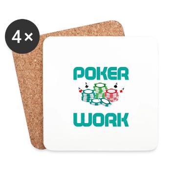 Born To Play Poker Forcé de travailler Joueur de cartes Gamb - Dessous de verre (lot de 4) - blanc - Devant