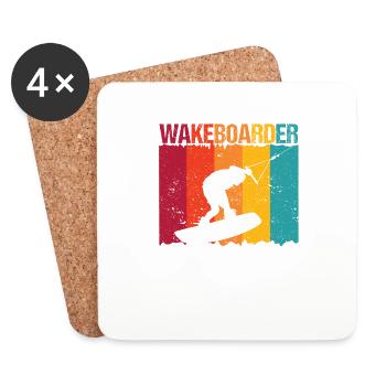 Retro Wassersport Wakeboard Wakeboarding Liebhaber - Untersetzer (4er-Set) - Weiß - Vorne
