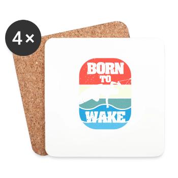 Born To Wake Retro Style Wakeboard Vintage - Coasters (set of 4) - white - Front
