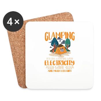 Glamping Definition Outdoor Glamper Wein Lustig - Untersetzer (4er-Set) - Weiß - Vorne