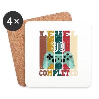 Niveau 30 achevé, cadeau anniversaire 30 ans gamer - Dessous de verre (lot de 4) - blanc - Devant