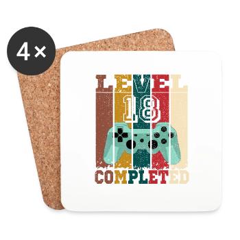 Level 18 completed, birthday gift 18 years gamer - Coasters (set of 4) - white - Front