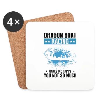 Drachenboot Trainer und Drachenboot - Untersetzer (4er-Set) - Weiß - Vorne