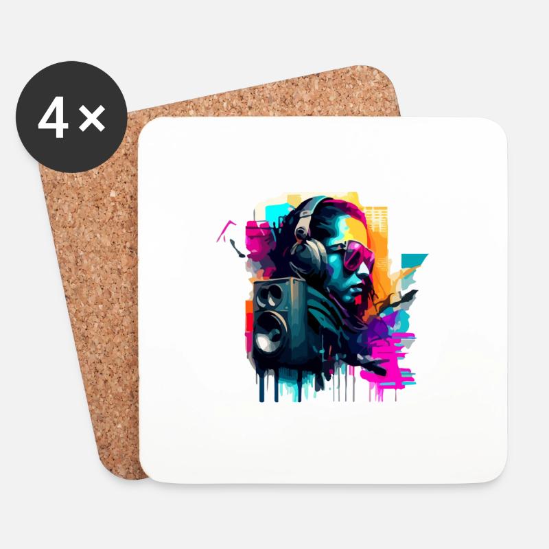 Der DJ - Untersetzer (4er-Set) - Weiß