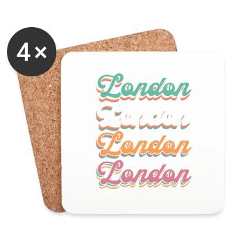 London Retro Souvenir London - Untersetzer (4er-Set) - Weiß - Vorne
