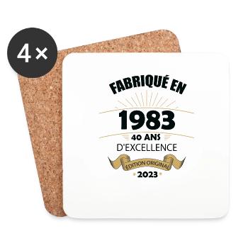 Fabriqué En 1983 Né En 1983 40 Ans Anniversaire - Dessous de verre (lot de 4) - blanc - Devant