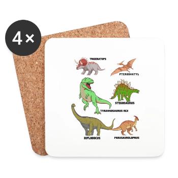 Dinosaurier Arten - Untersetzer (4er-Set) - Weiß - Vorne