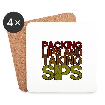 packing lips and taking sips 4 - Coasters (set of 4) - white - Front