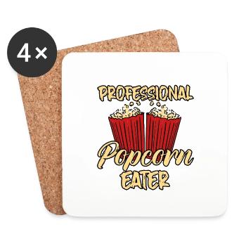 Professional Popcorn Eater 4 - Coasters (set of 4) - white - Front