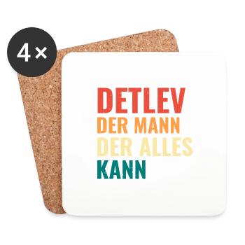 Detlev Der Mann Der Alles Kann Vorname Detlev - Untersetzer (4er-Set) - Weiß - Vorne