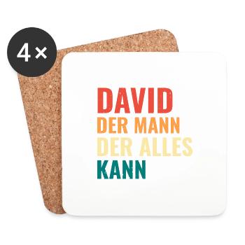 David Der Mann Der Alles Kann Vorname David - Untersetzer (4er-Set) - Weiß - Vorne